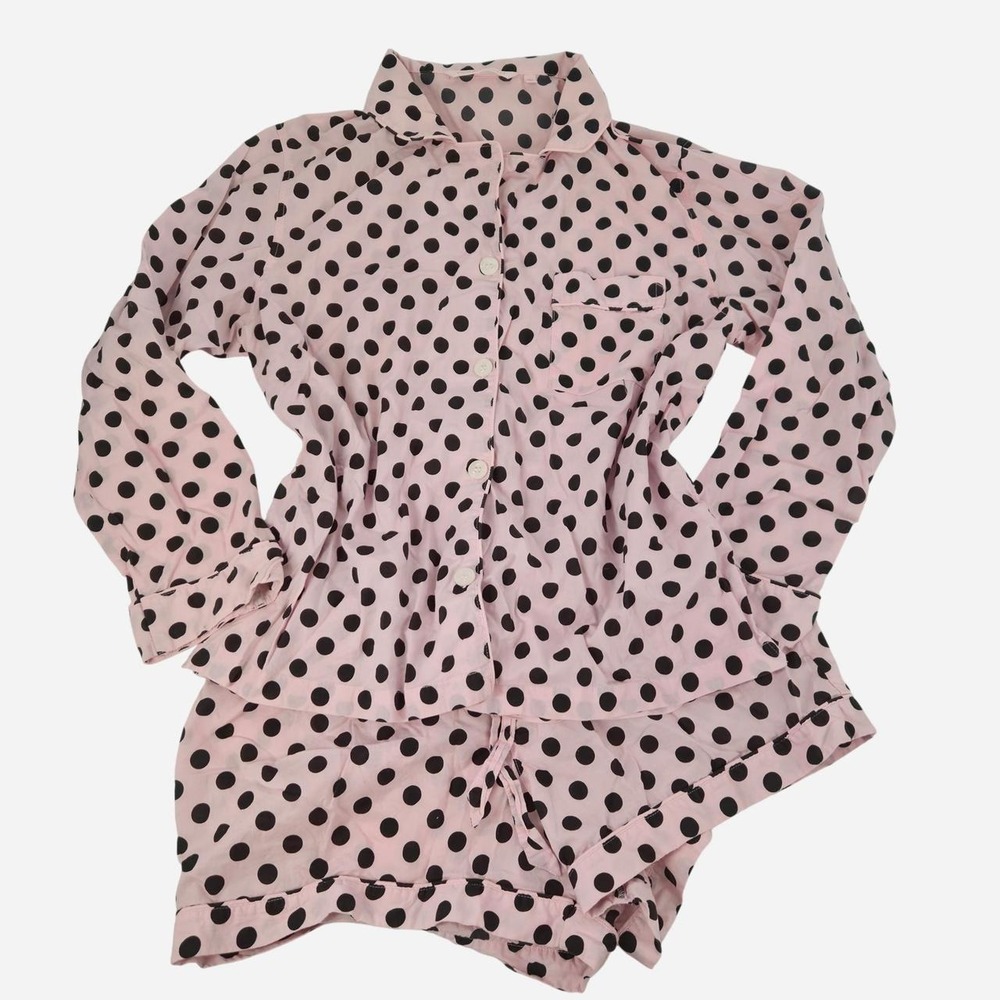 Victoria's Secret Pink with black polka dot pajama set